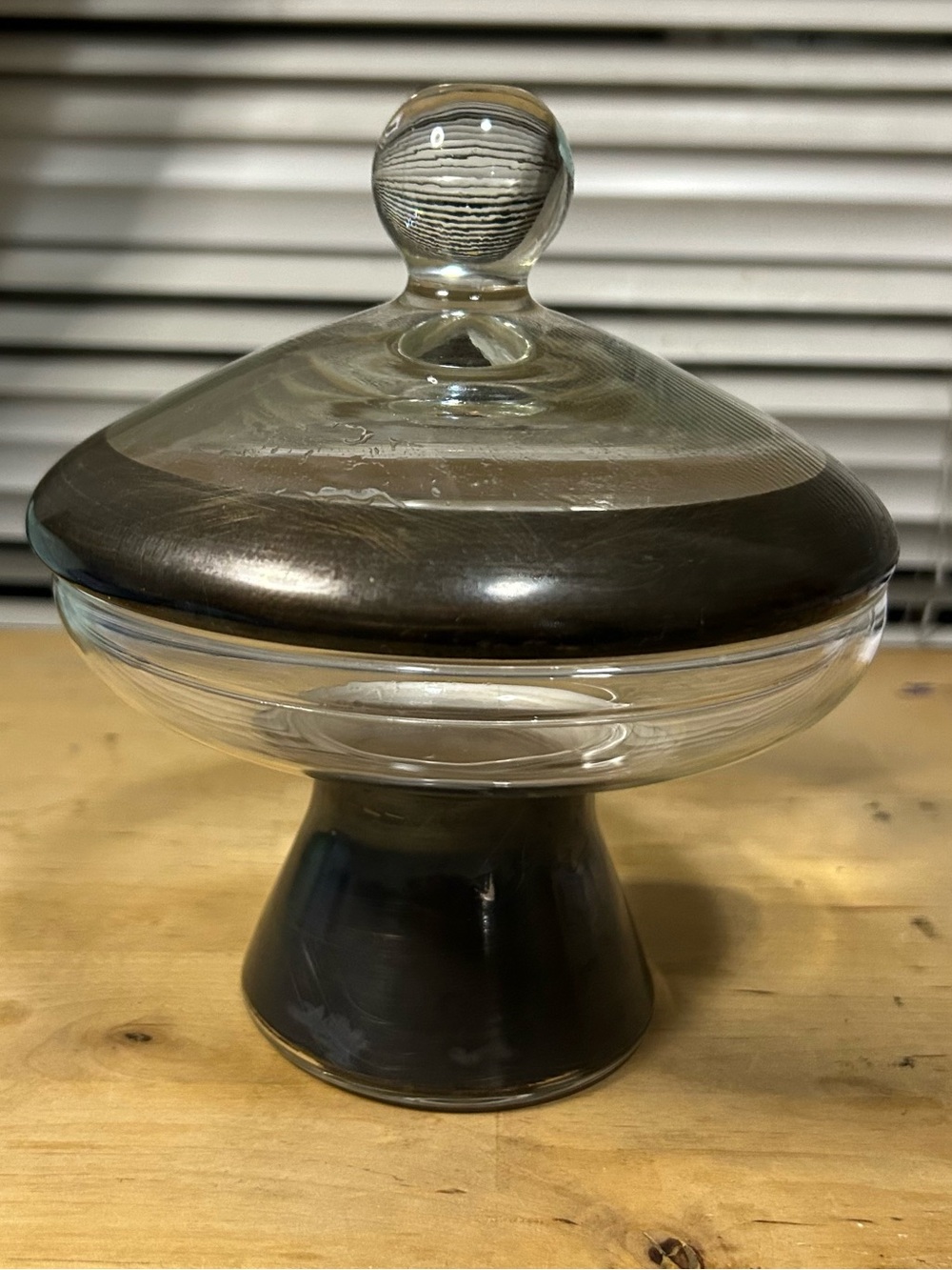 Dorothy Thorpe MCM Silver Band 6-1/2 in Covered Footed Candy Dish/ Compote